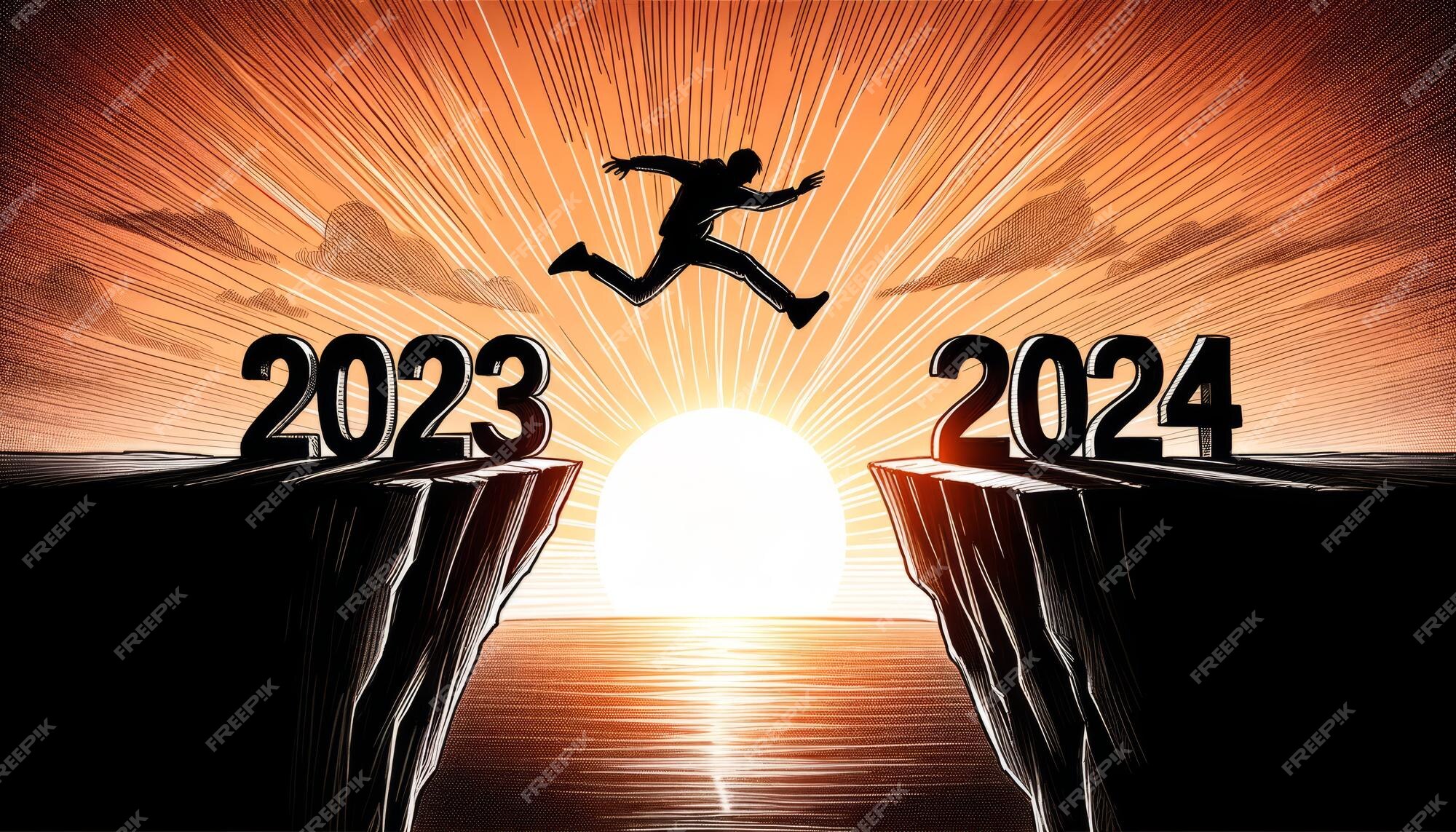 Premium AI Image | Silhouette of person making a brave jump from year - Verbinding Tussen Twee Bergen In Amerika