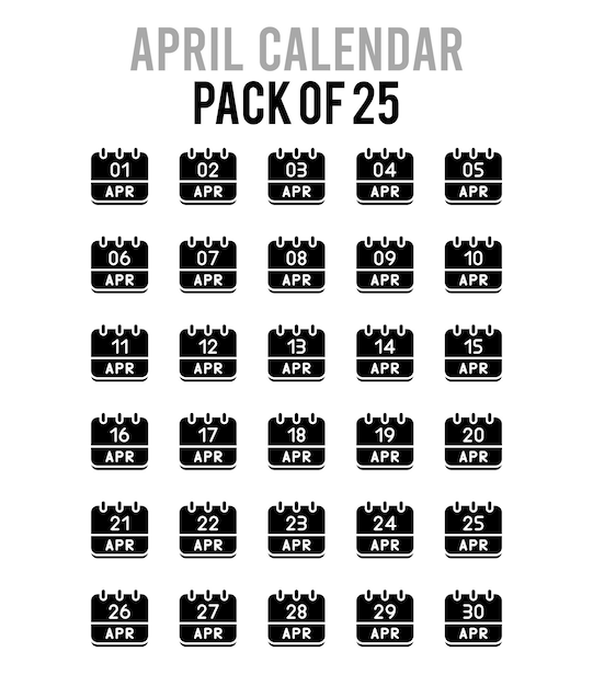 Premium Vector | 25 april calendar glyph icon pack vector illustration - Wanneer Valt Pasen Op 25 April