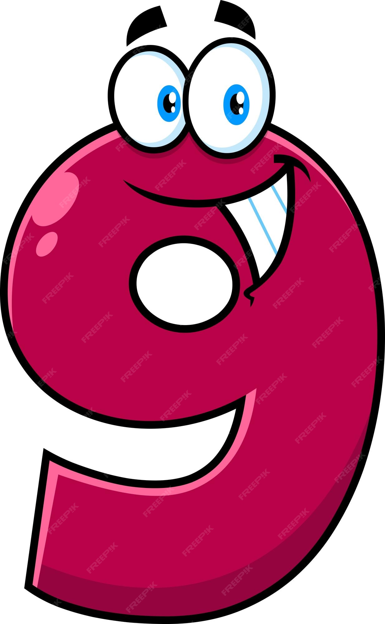 Premium Vector | Funny мagenta number nine 9 cartoon character. vector - 9 Punten Verbinden Met 4 Lijnen