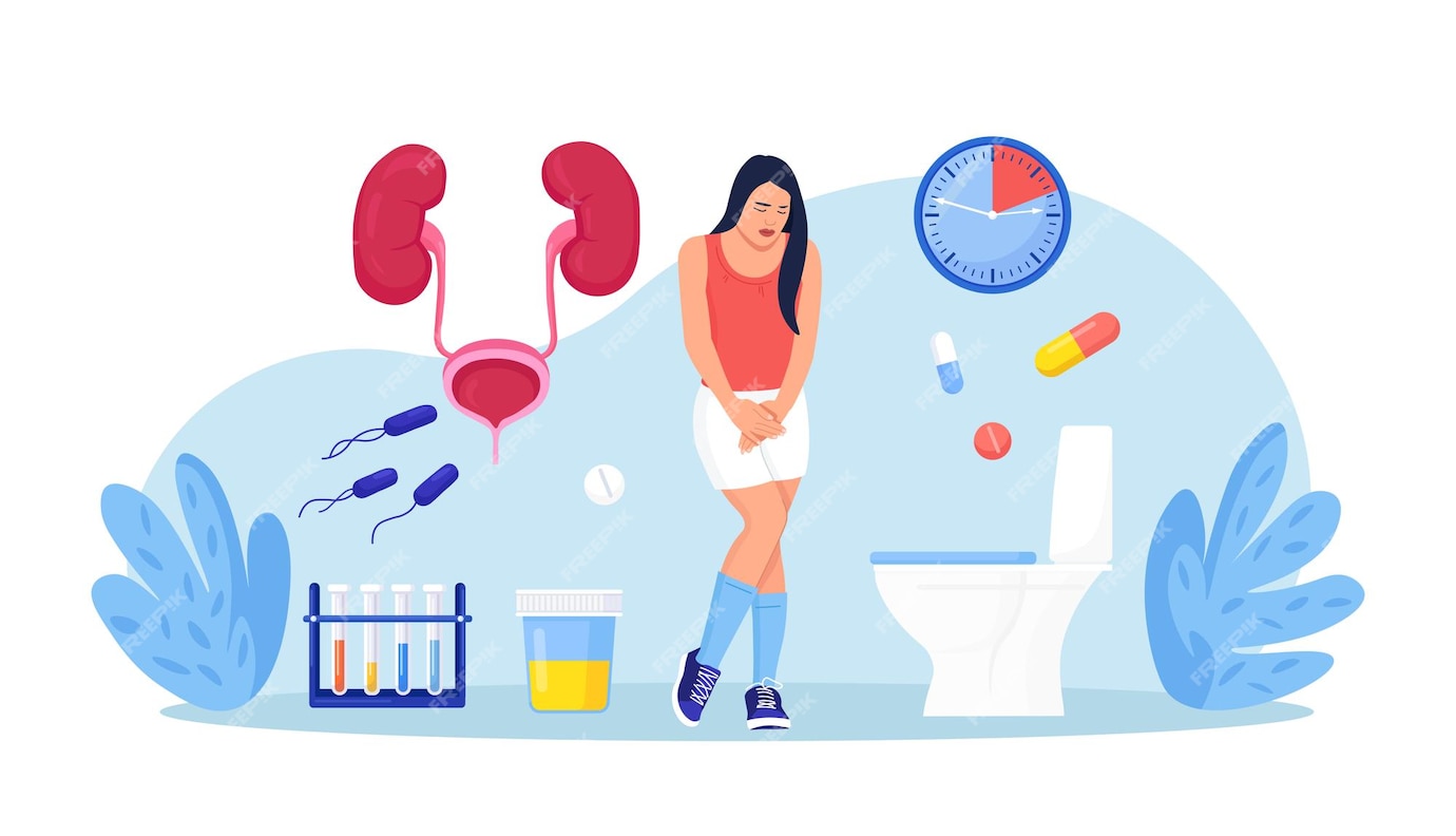 Premium Vector | Woman with bladder disease incontinence Urinary Tract - Pijn Bij Plassen En Bloed