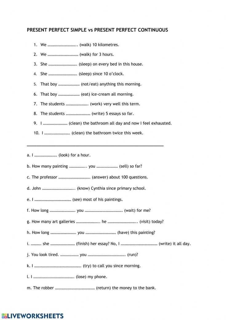 Present Perfect And Present Perfect Continuous Exercises
