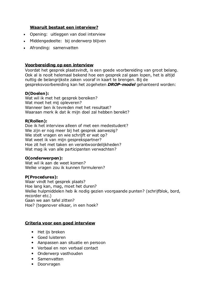 Vragen Voor Een Interview Beroep