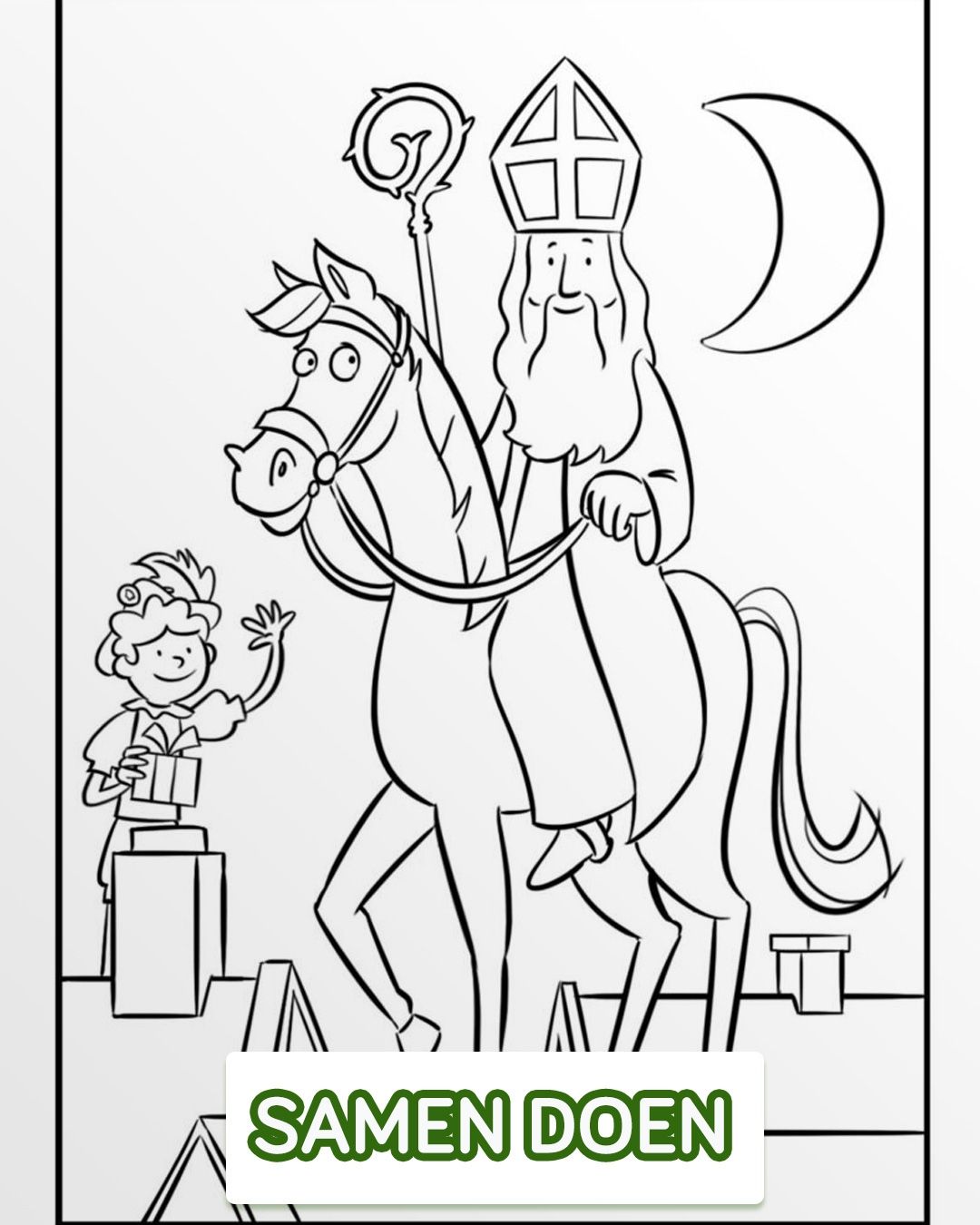 Print deze Sinterklaas kleurplaat uit en laat hem je kind zelf - Wat Vraag Ik Voor Sinterklaas