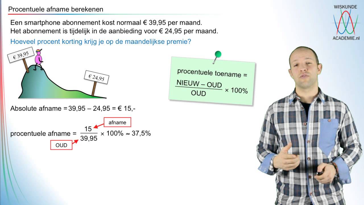 Procenten - procentuele afname berekenen - WiskundeAcademie - YouTube - Hoe Bereken Je Een Percentage Van Een Bedrag