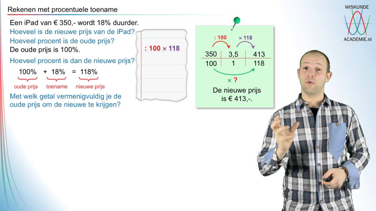 Procenten - rekenen met procentuele toename - WiskundeAcademie - YouTube - Hoeveel Procent Gaat Er Van Je Brutoloon Af