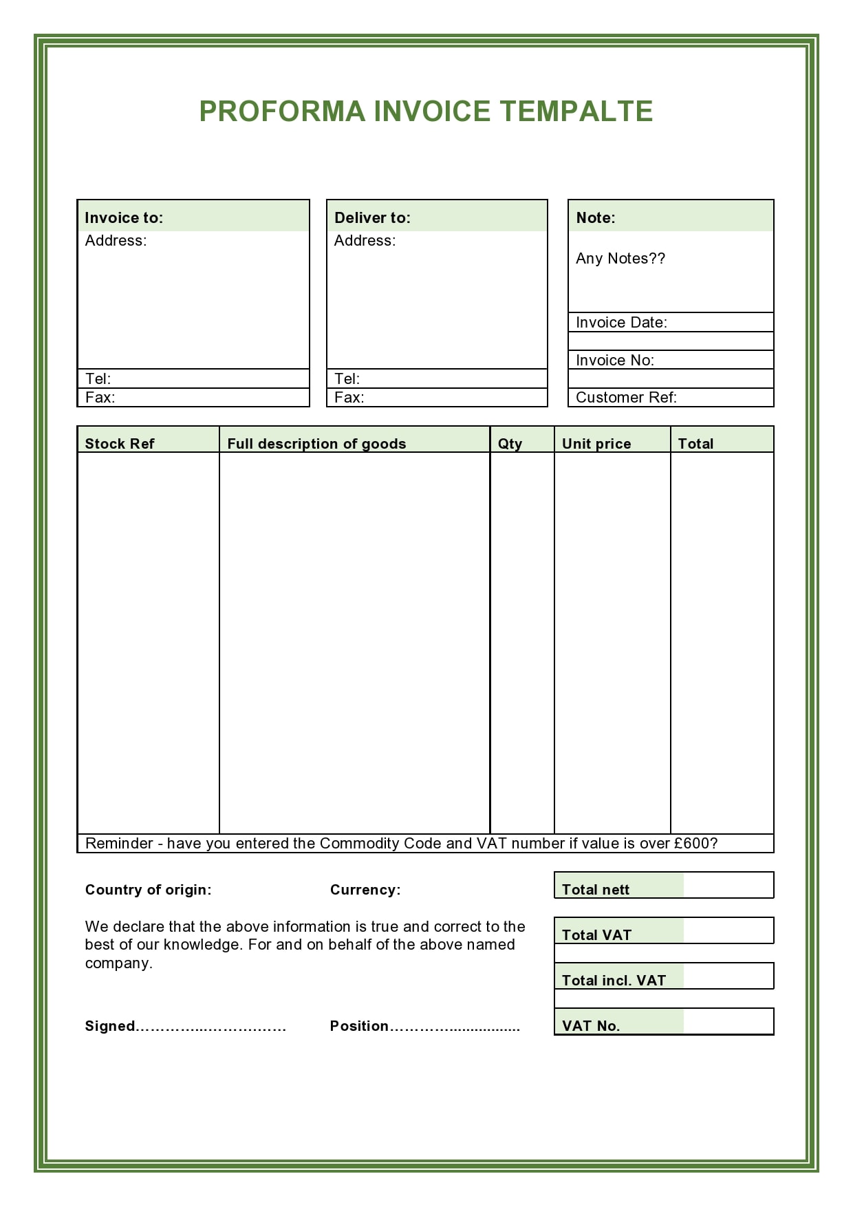 "Proforma invoice образец" - Wat Is Een Proforma Zitting