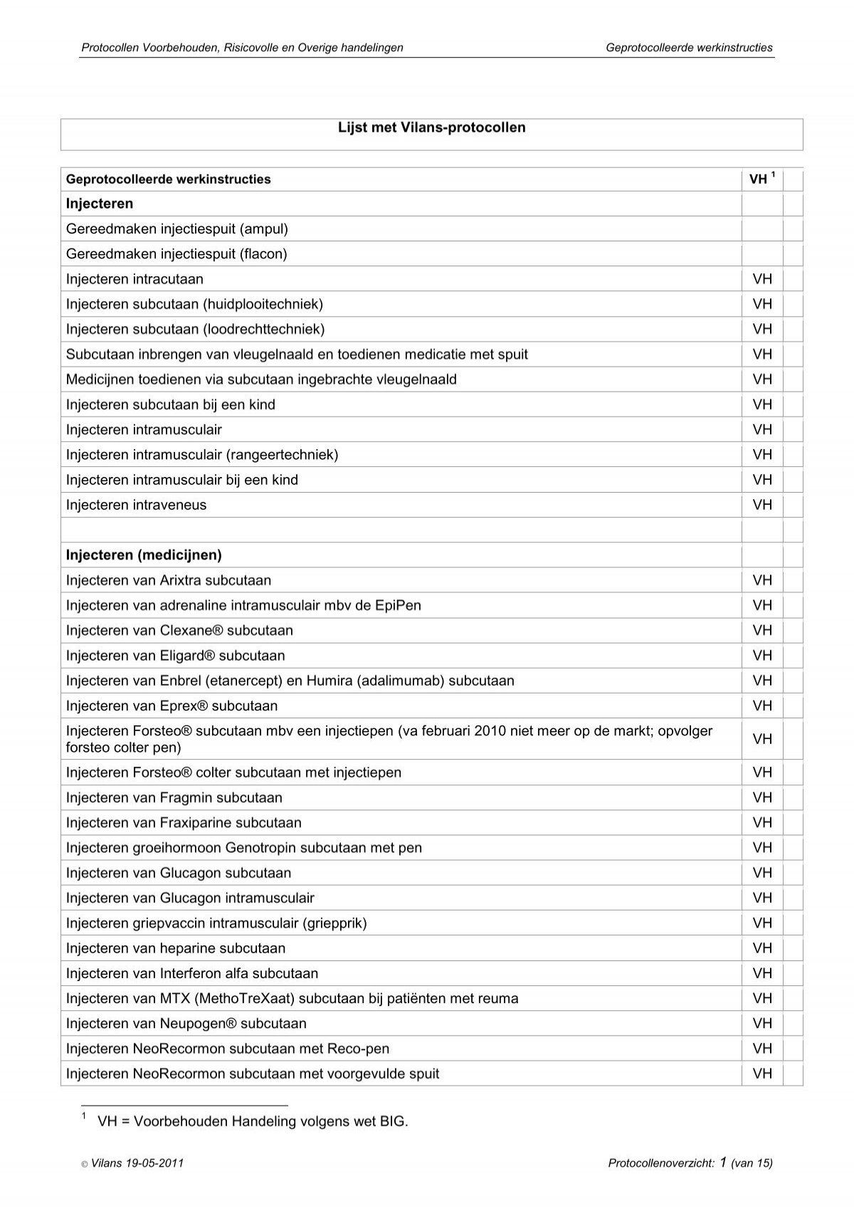 Protocollen Voorbehouden, - Verschil Voorbehouden En Risicovolle Handelingen
