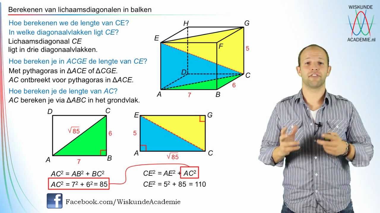 Pythagoras-lichaamsdiagonalen berekenen - WiskundeAcademie - YouTube - Hoe Bereken Je De Stelling Van Pythagoras