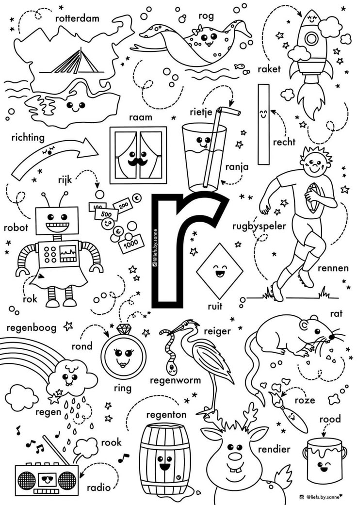 Rabbit Coloring Page | Letter Recognition Activities - Dieren Die Beginnen Met Een R