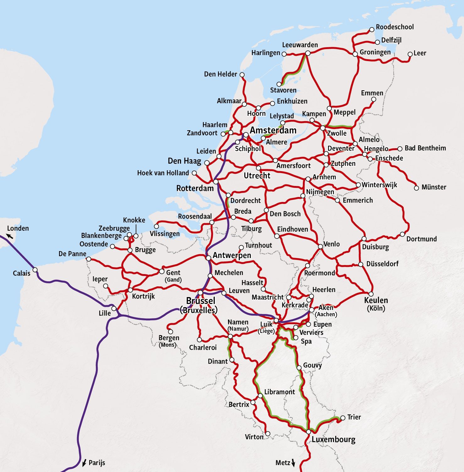 Rail Map The Netherlands | HappyRail | Tren - Naar Luik Met De Trein