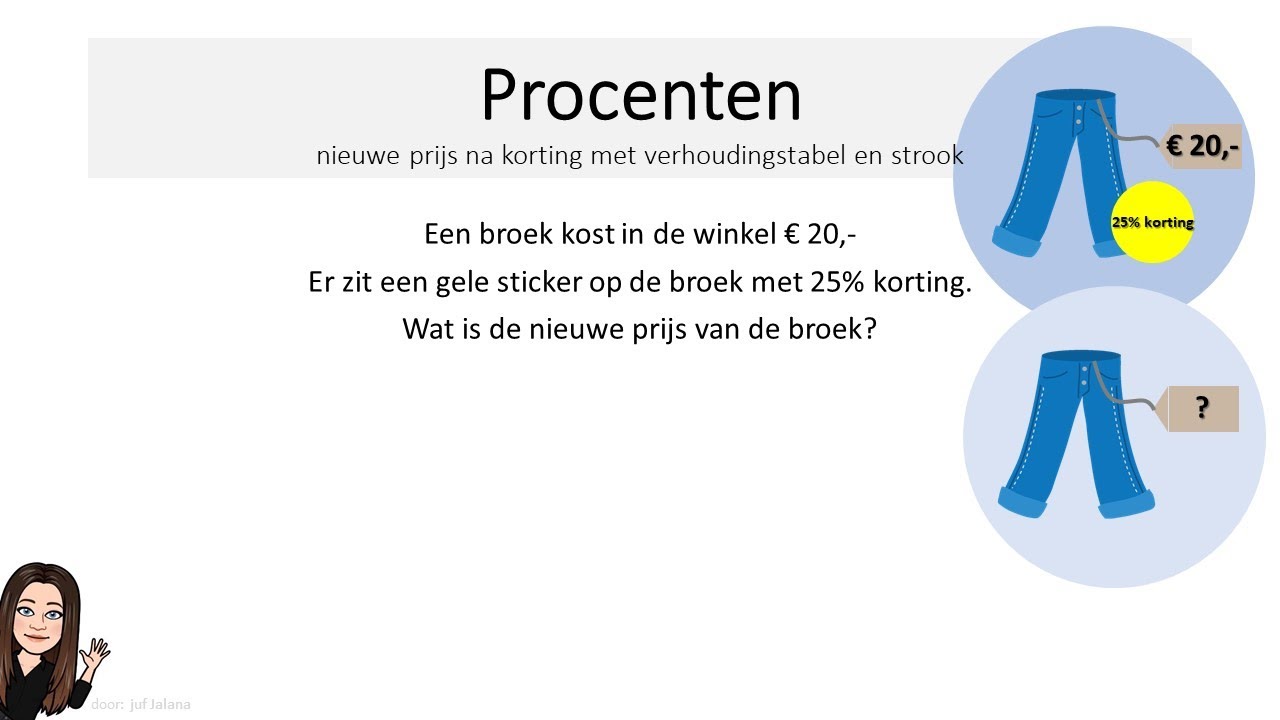 REKENEN Procenten - nieuwe prijs na korting met verhoudingstabel en - Korting Berekenen Oude Prijs Nieuwe Prijs