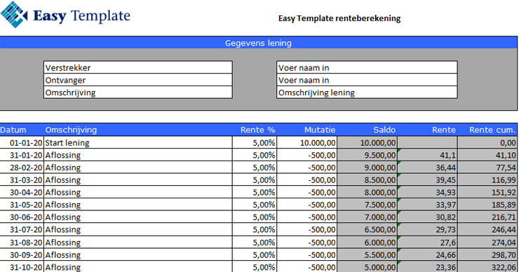 Rente berekenen - Easy Template - Rente Op Rente Berekenen Rekenmachine
