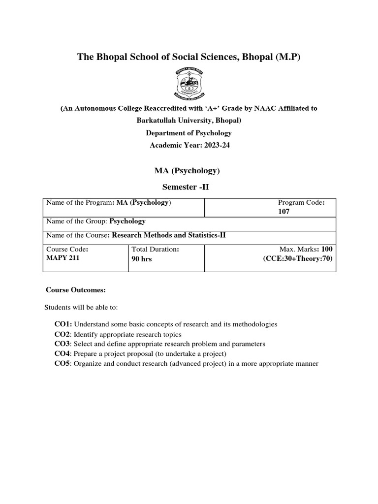 Introduction To And Application Of Research Methods And Statistics
