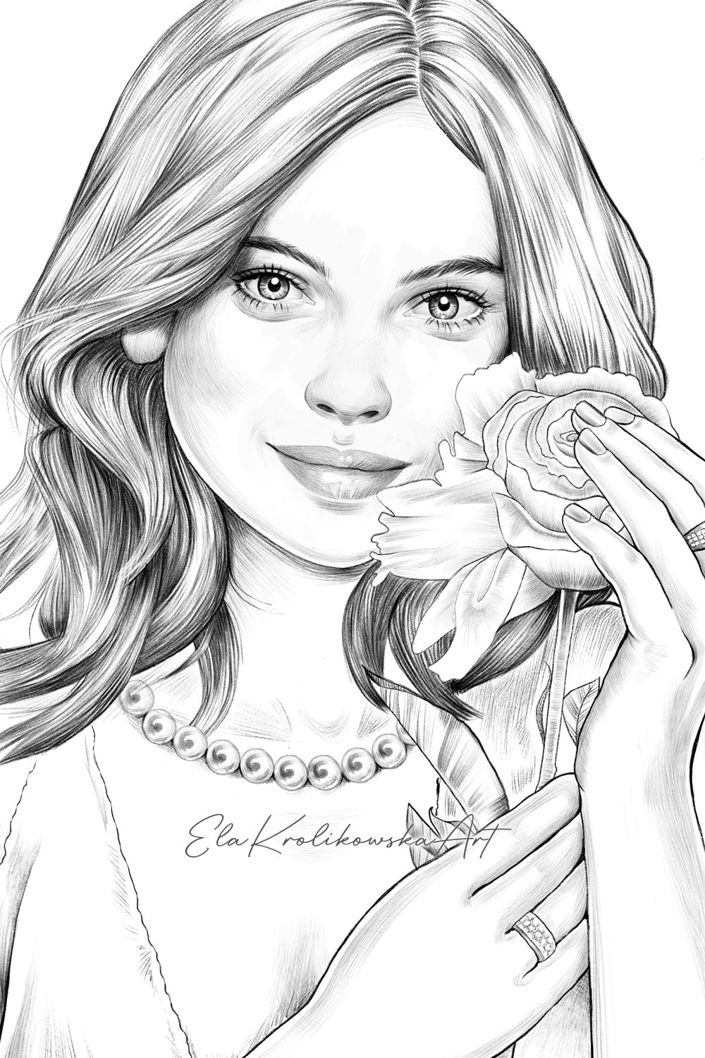 Rose Premium Coloring Page, Grayscale Coloring Page, Printable Adult - Nl04 Adyb 2017 4001 57