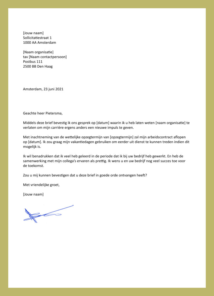 Rustige Einde Van Een - Ontslag Op Staande Voet Brief
