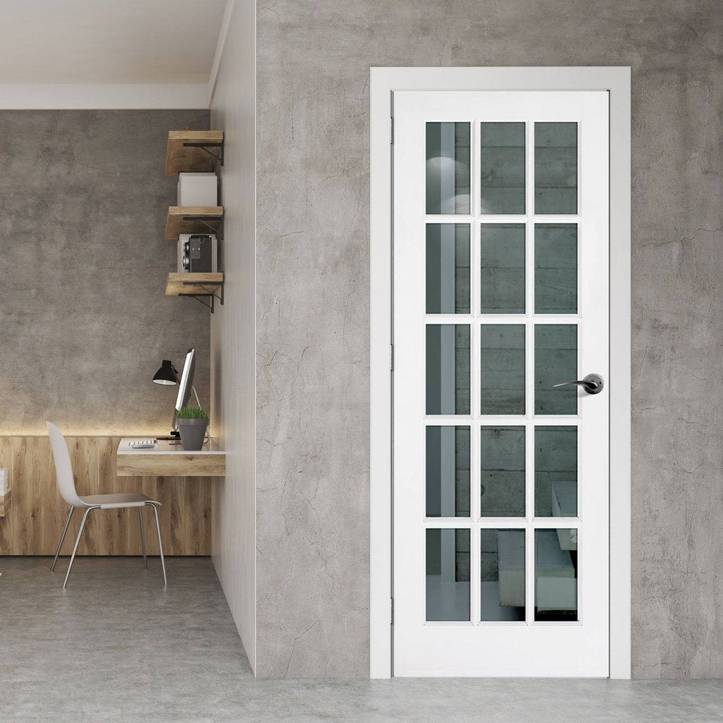 SA 15 Pane Door - Clear Glass - White Primed - Door De Bank Genomen Betekenis