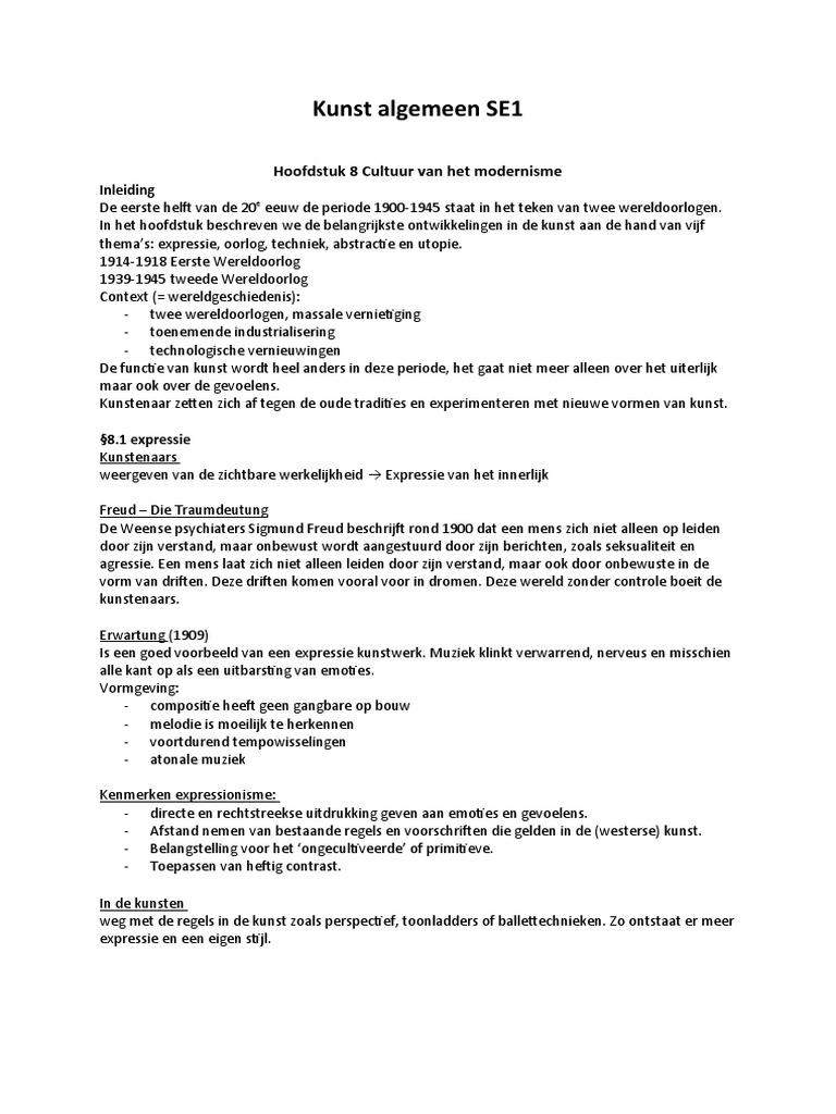 Samenvatting Cultuur Van Het Modernisme | PDF - Cultuur Van Het Moderne Samenvatting