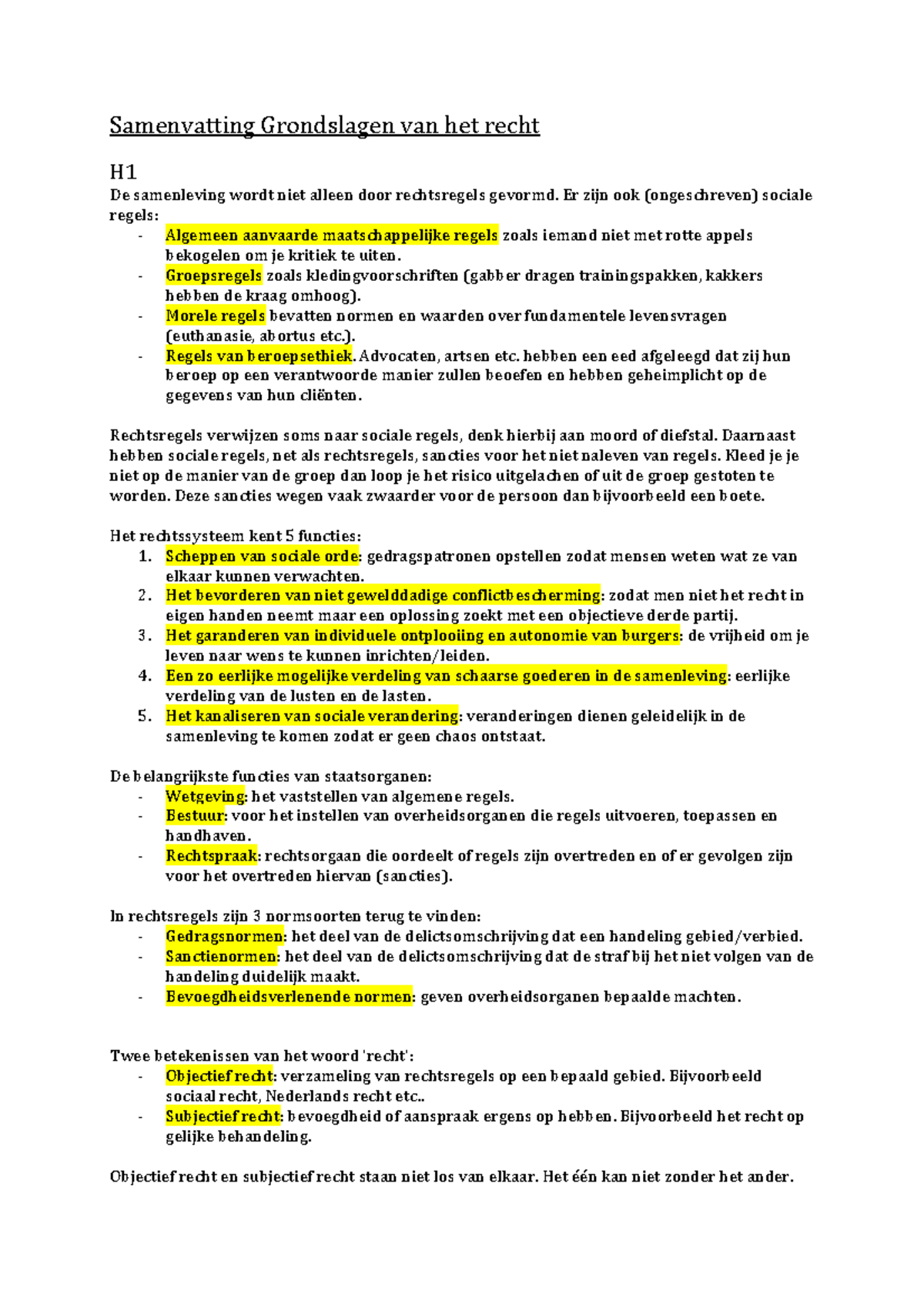 Samenvatting Grondslagen van het recht: Hoofdlijnen - Samenvatting - Grondslagen Van Het Recht Hoofdlijnen