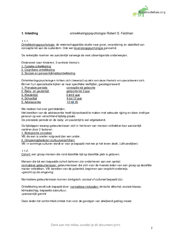 Samenvatting ontwikkelingspsychologie - KennisDelen - Www Ontwikkelingspsychologie Noordhoff Nl Samenvatting