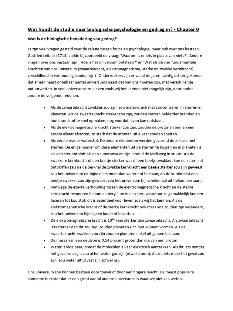 Samenvatting Per Hoofdstuk Biologische Psychologie | PDF - Een Schitterend Gebrek Samenvatting Per Hoofdstuk