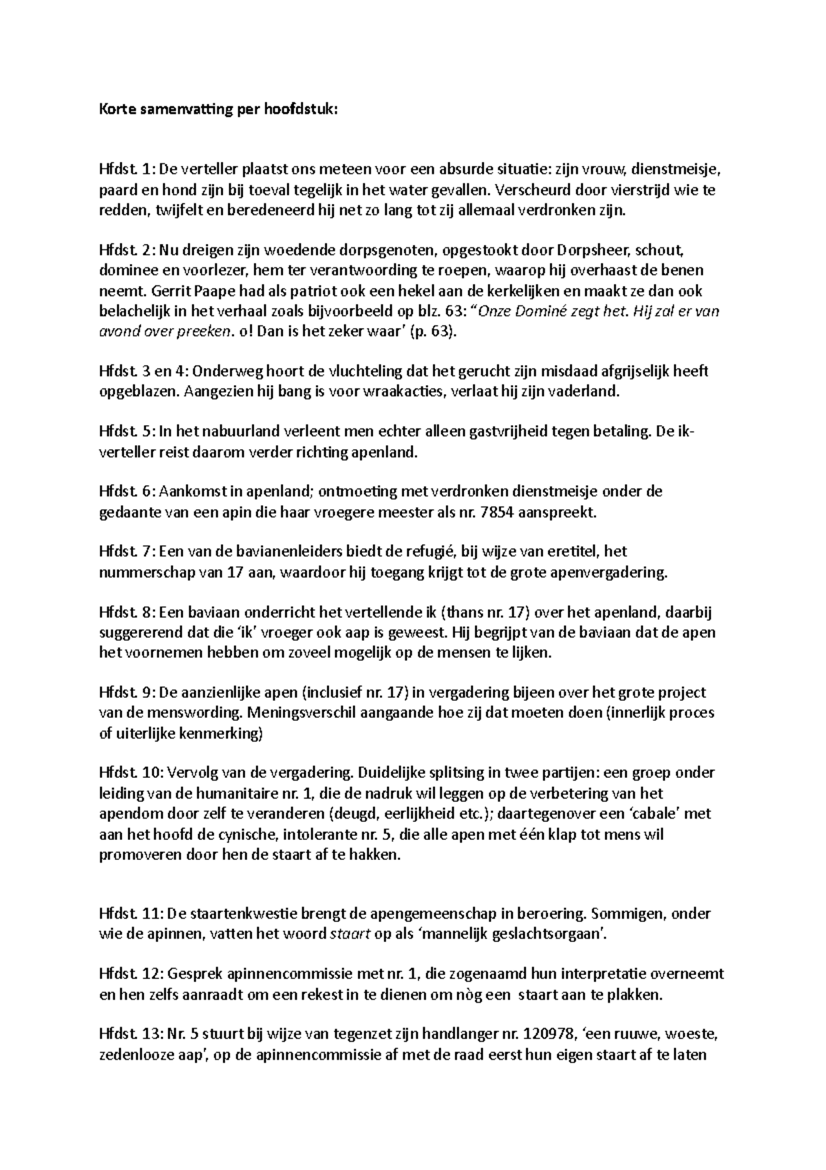 Samenvatting Reize Door Het Aapenland