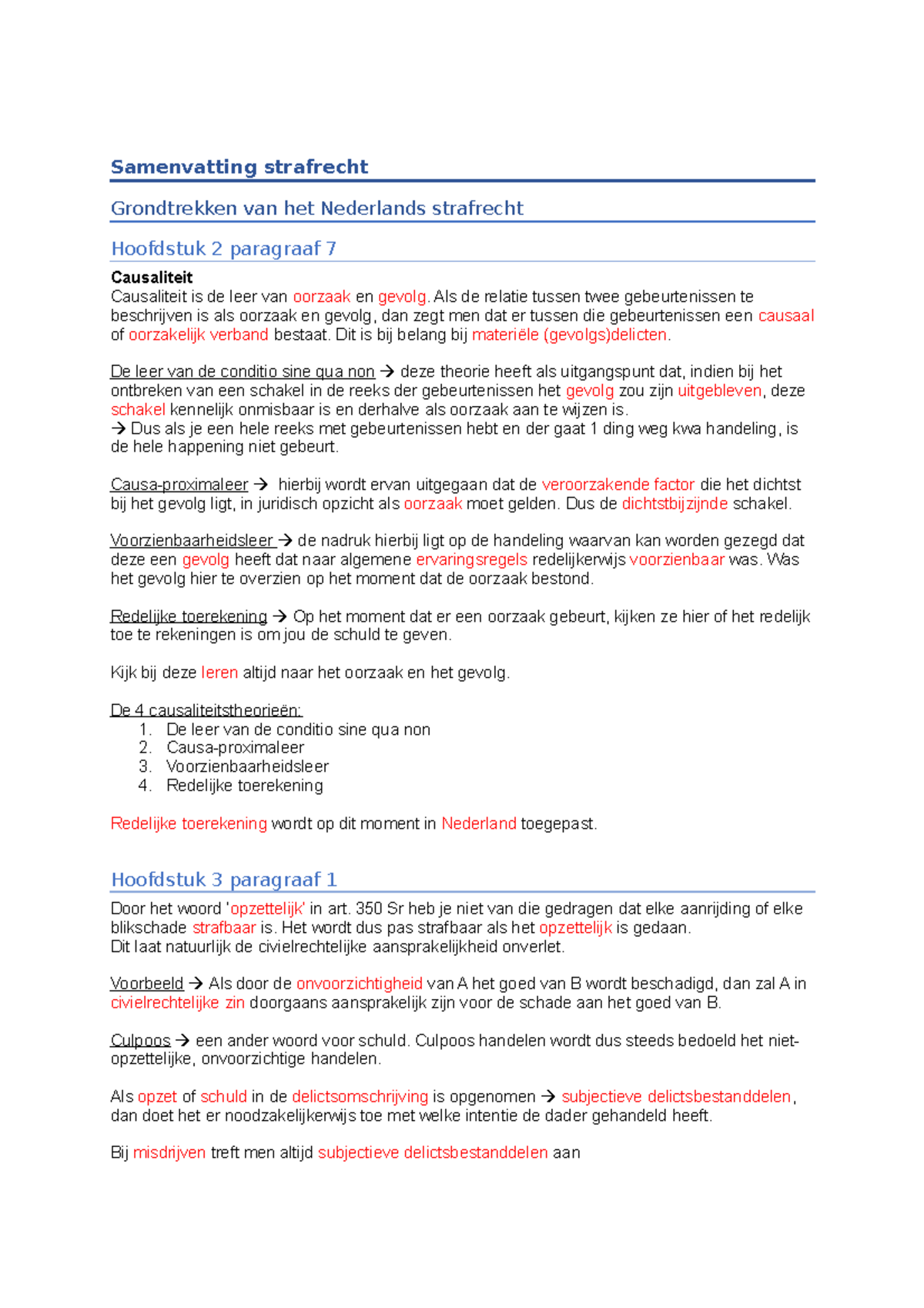 Samenvatting strafrecht - Samenvatting strafrecht Grondtrekken van het - Grondtrekken Van Het Nederlandse Strafrecht Pdf