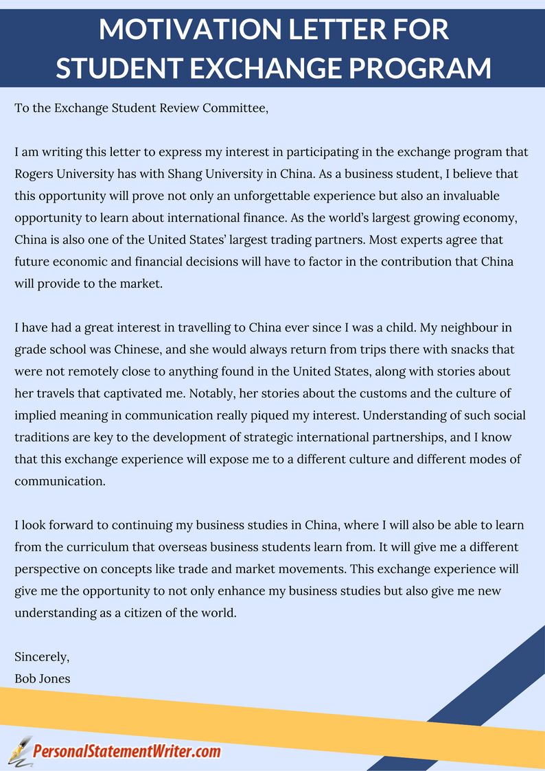 Motivation Letter For Exchange Program