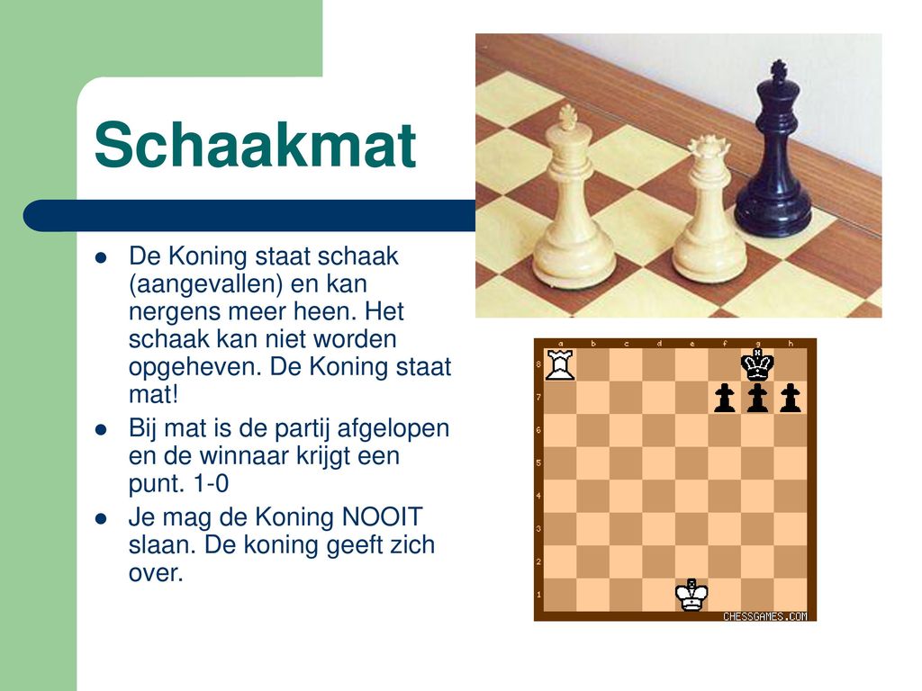 Schaken Beginnerscursus. - ppt download - Mag De Koning Slaan Als Hij Schaak Staat
