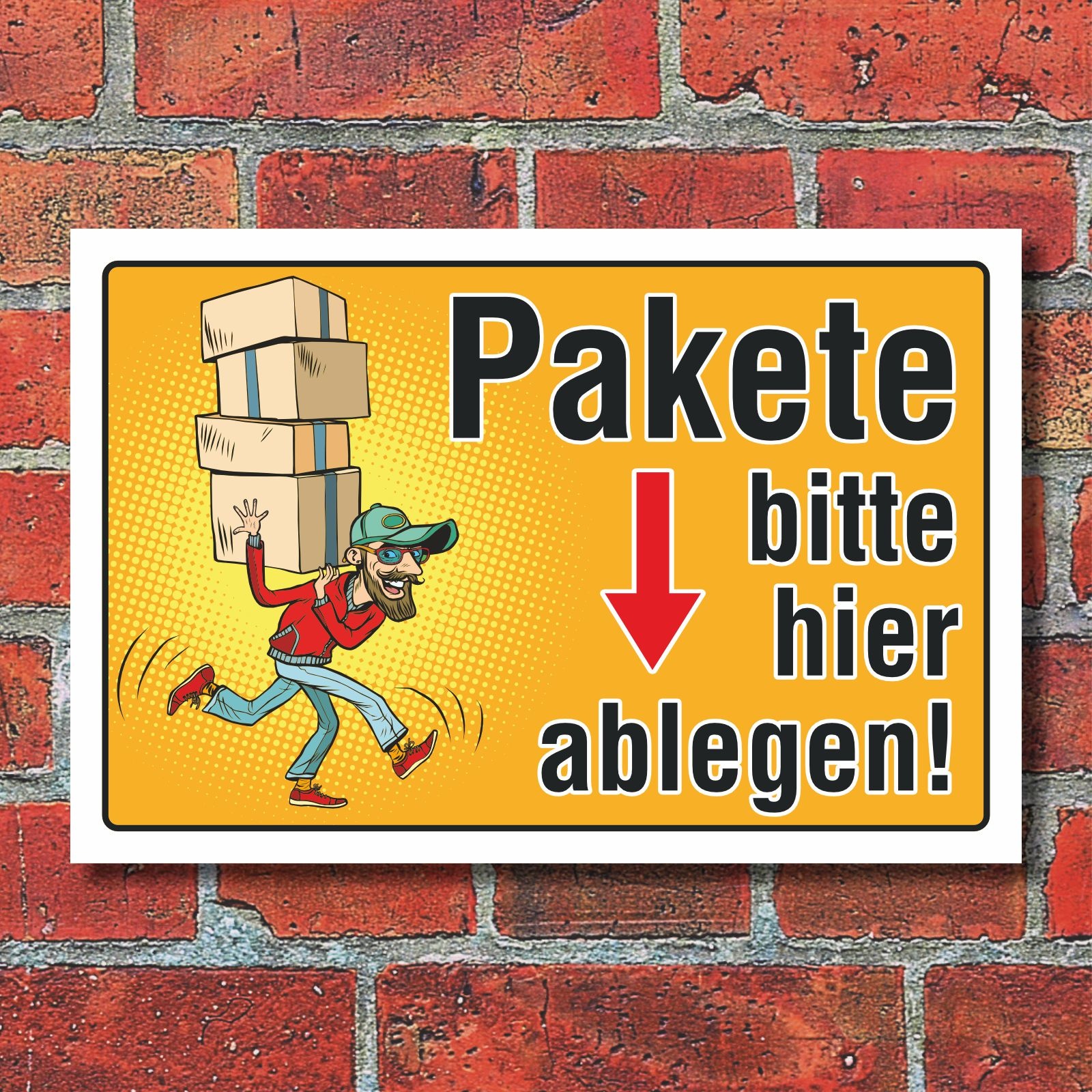 Schild Pakete bitte hier ablegen mit Zusteller Hinweisschild 3 mm Alu - Hier Trokken De Romeinen Een Grens