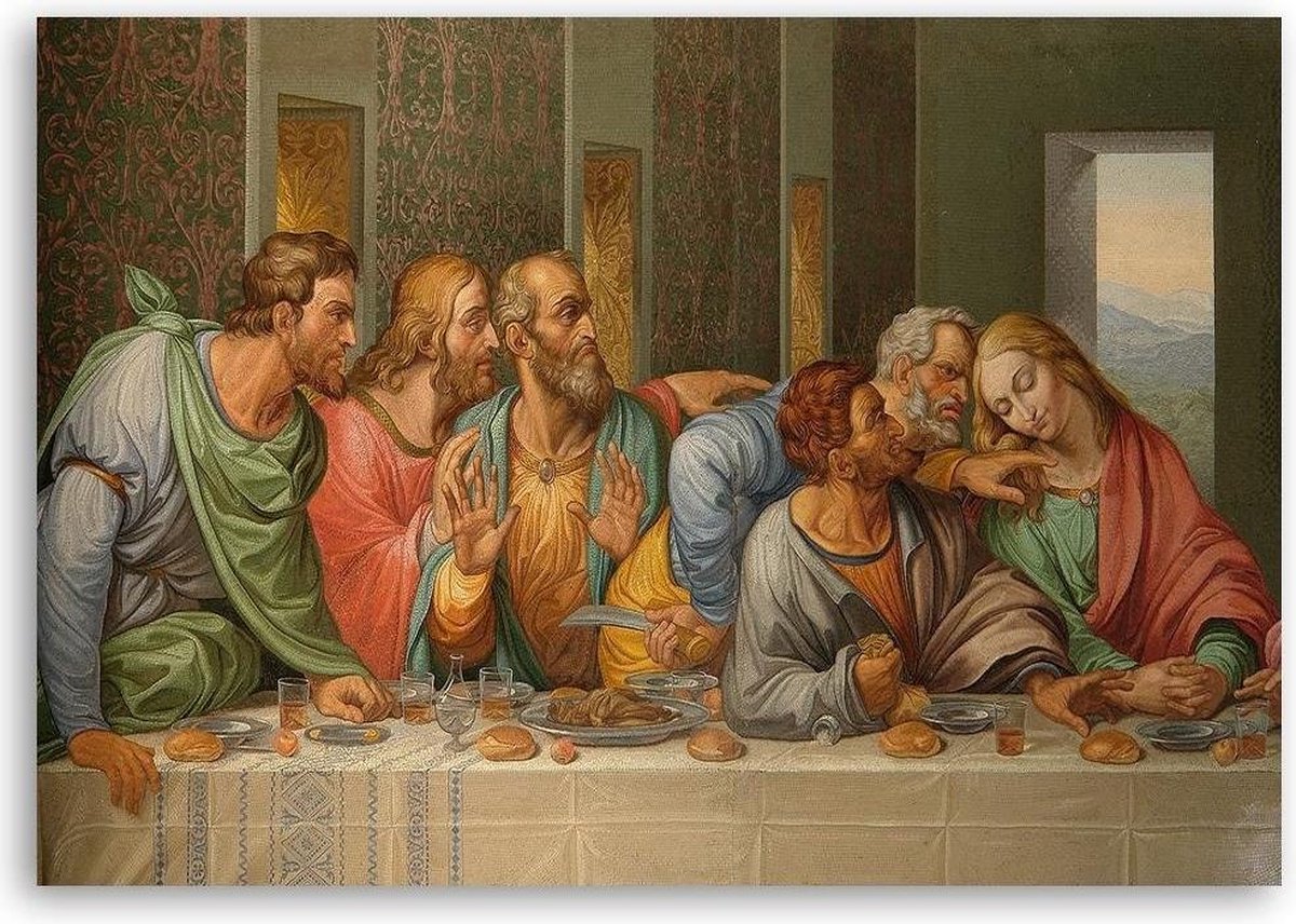Schilderij , Het laatste avondmaal van Leonardo Da Vinci ,2 maten - Het Laatste Avondmaal Van Leonardo Da Vinci