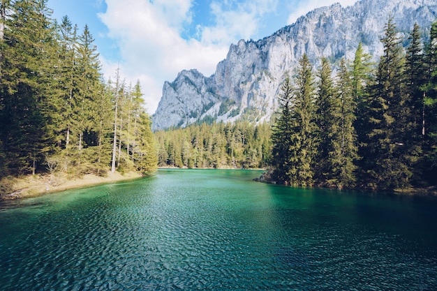 Schöne landschaft mit einem see in einem wald und erstaunlichen hohen - See You Again See You Again