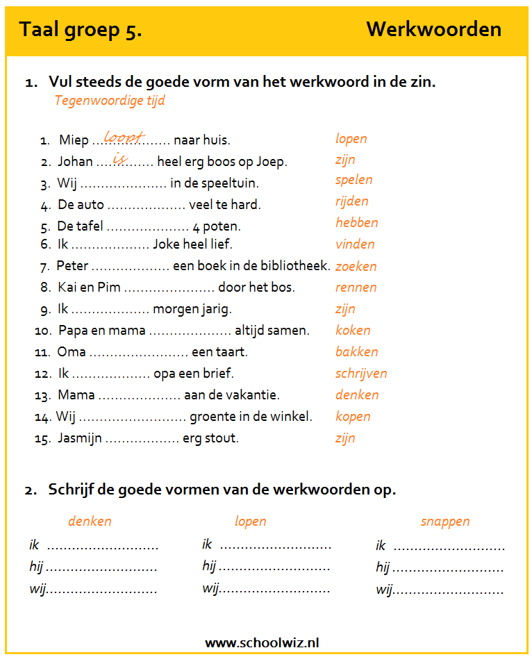Schoolwiz - Taaloefeningen groep 5 | Spellingsoefening, Taal - Spelling Werkbladen Groep 8 Taal Actief