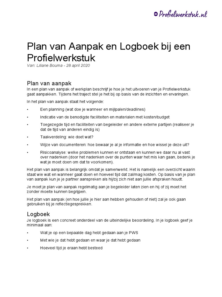 Voorbeeld Van Plan Van Aanpak