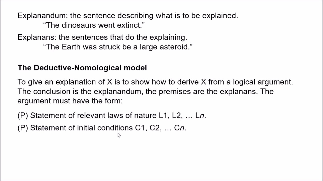 Scientific Explanation 1 - The Deductive-Nomological Model - YouTube - Deductive Nomological Model Of Explanation
