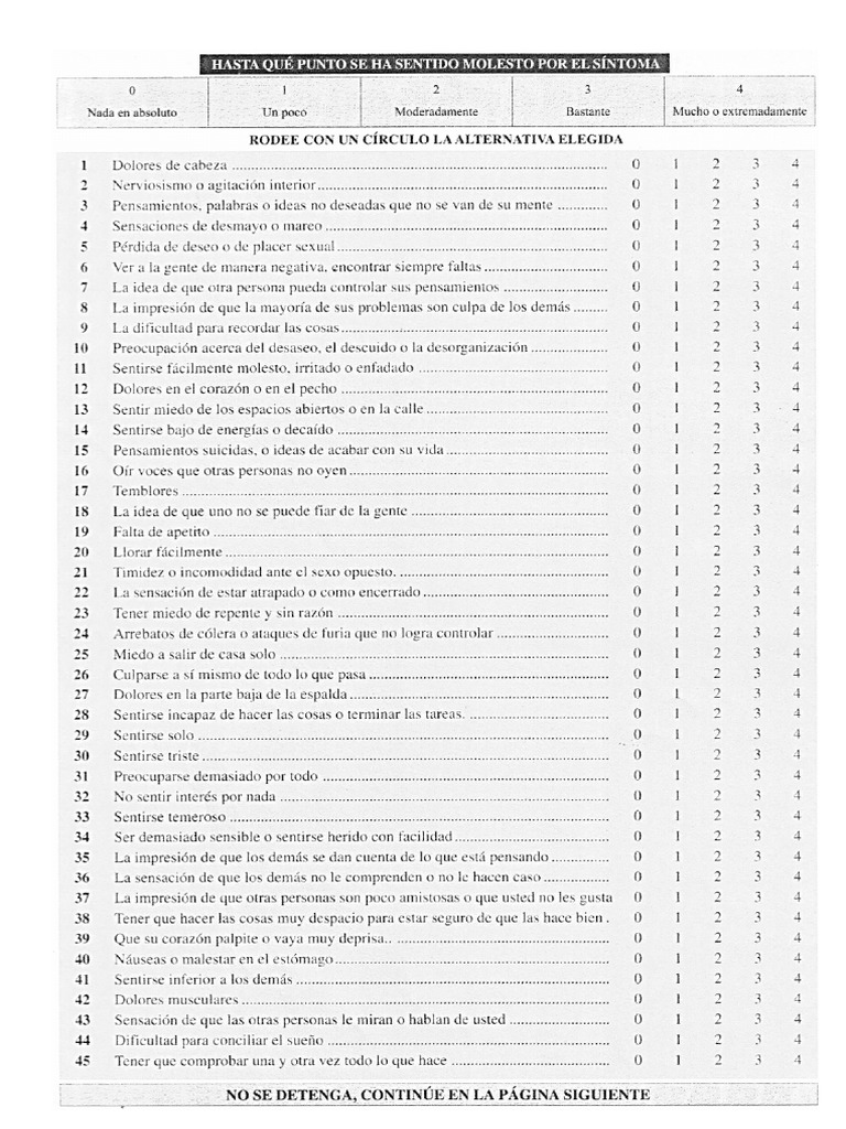 SCL-90-R imprimir.docx | PDF - Scl 90 R Symptom Checklist