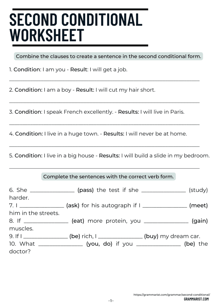 Second Conditional - Examples & Worksheet - First And Second Conditional Exercises