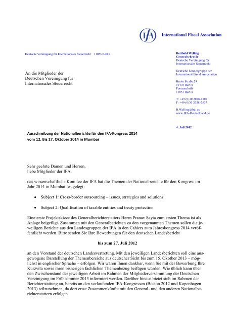 Sehr geehrte Damen und Herren, liebe Mitglieder der IFA, das - Sehr Geehrte Damen Und Herren
