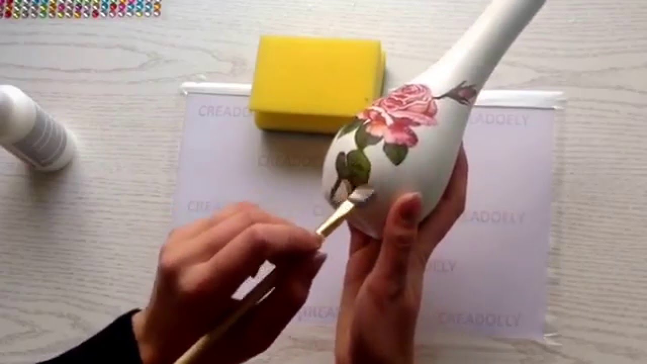 Servetten plakken decoupage servetten - YouTube - Lijm Voor Glas Op Glas