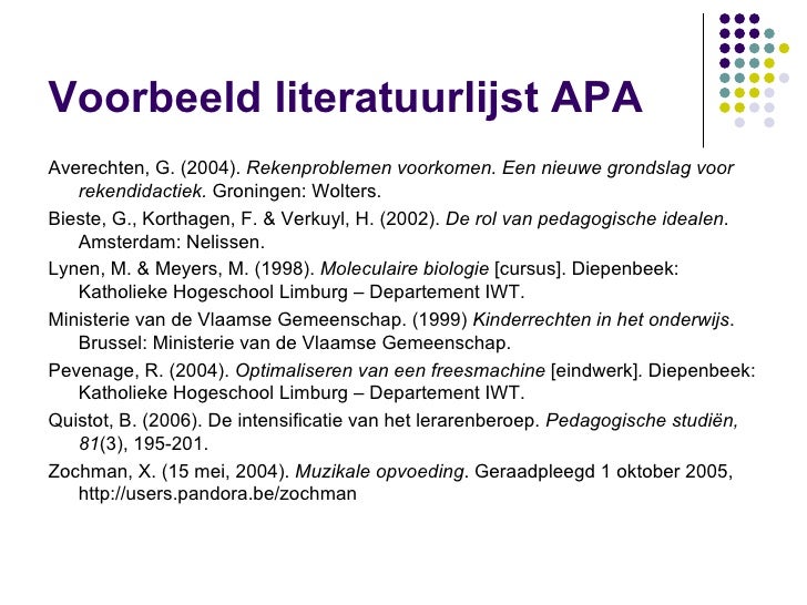 Sessie2 Literatuurstudie - Hoe Ziet Een Literatuurlijst Eruit