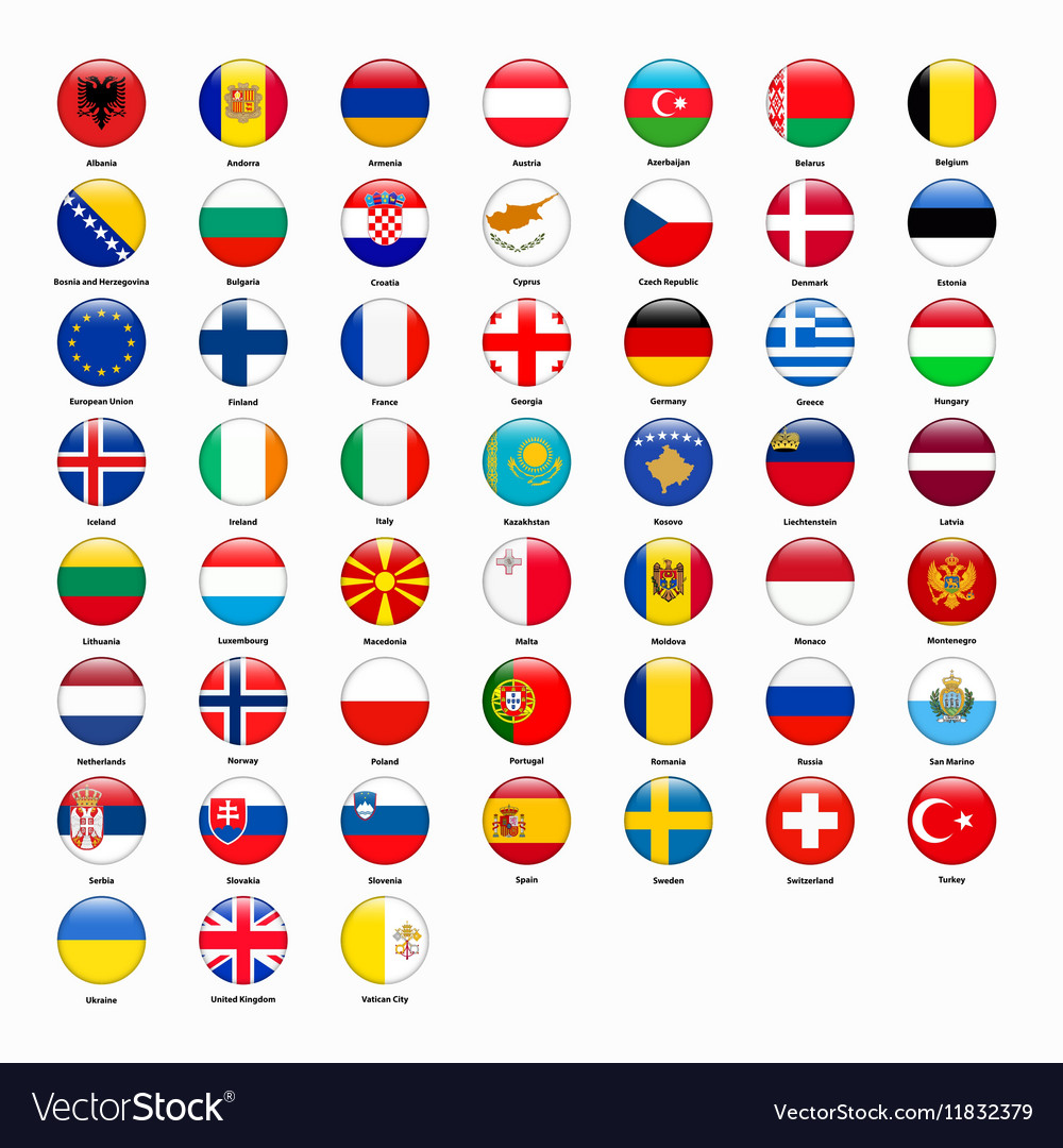 Set flags all countries europe Royalty Free Vector Image - Lijst Van Landen In Europa