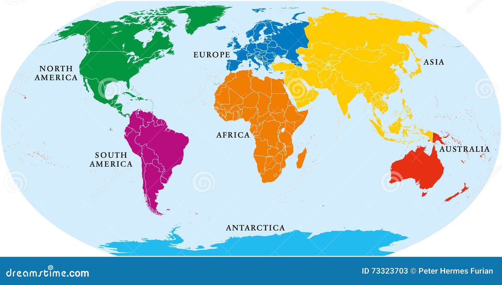 Seven Continents World Map Cartoon Vector | CartoonDealer.com #73323703 - Wat Zijn De 8 Werelddelen