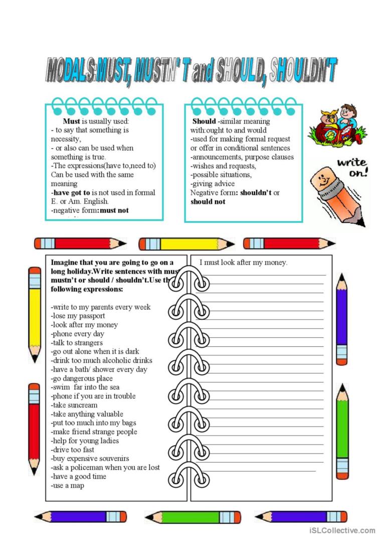 Should, must : English ESL worksheets pdf & doc - Have To Must Should Exercises