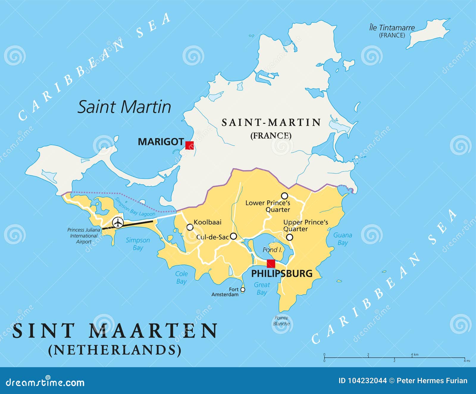 Sint Maarten Political Map Vector Illustration | CartoonDealer.com - Tot Welke Leeftijd Sint Maarten
