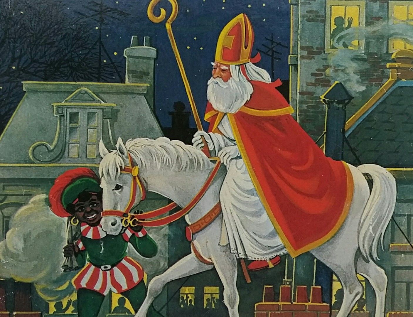 Sinterklaas en Piet op het dak | Illustration, St nicolas, Piet - Hoe Heten De Pieten Van Sinterklaas