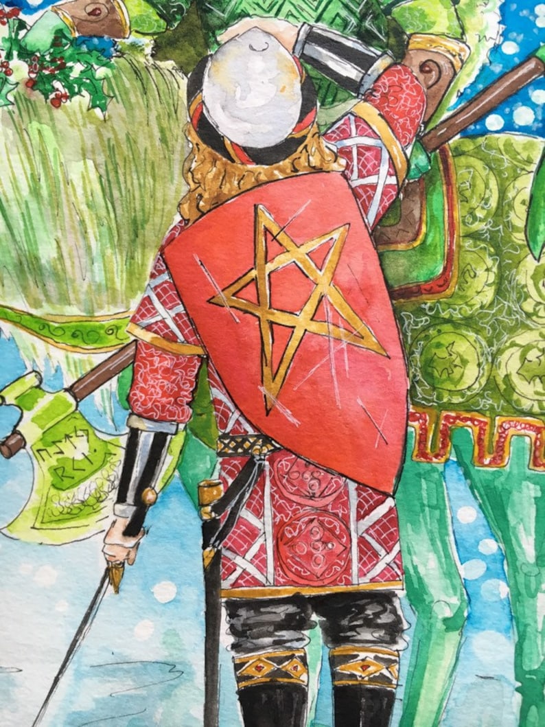 Sir Gawain and the Green Knight Watercolor Print on | Etsy - Sir Gawain And The Green