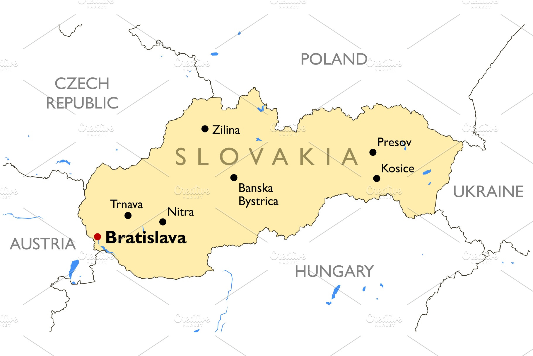 Slovakia map | Illustrations ~ Creative Market - Is Slowakije Lid Van De Eu