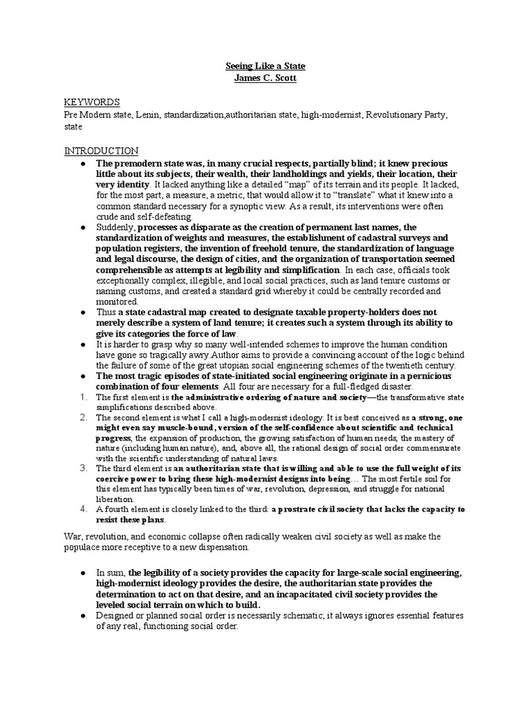 SOC106 - J.C.Scott - Seeing Like A State | PDF - Seeing Like A State James Scott