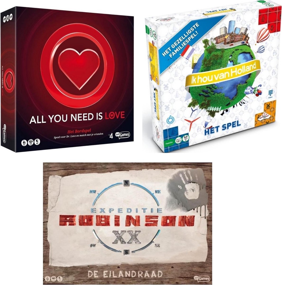 Spellenset - 3 Stuks - All You Need Is Love Bordspel & Ik Hou Van - Bordspel Ik Hou Van Holland