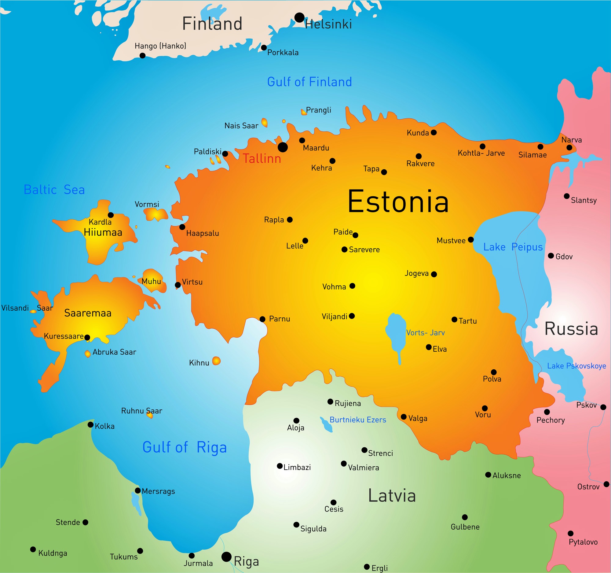 Städtekarte von Estland - OrangeSmile.com - Estland Songfestival 2024 Doet Niet Mee