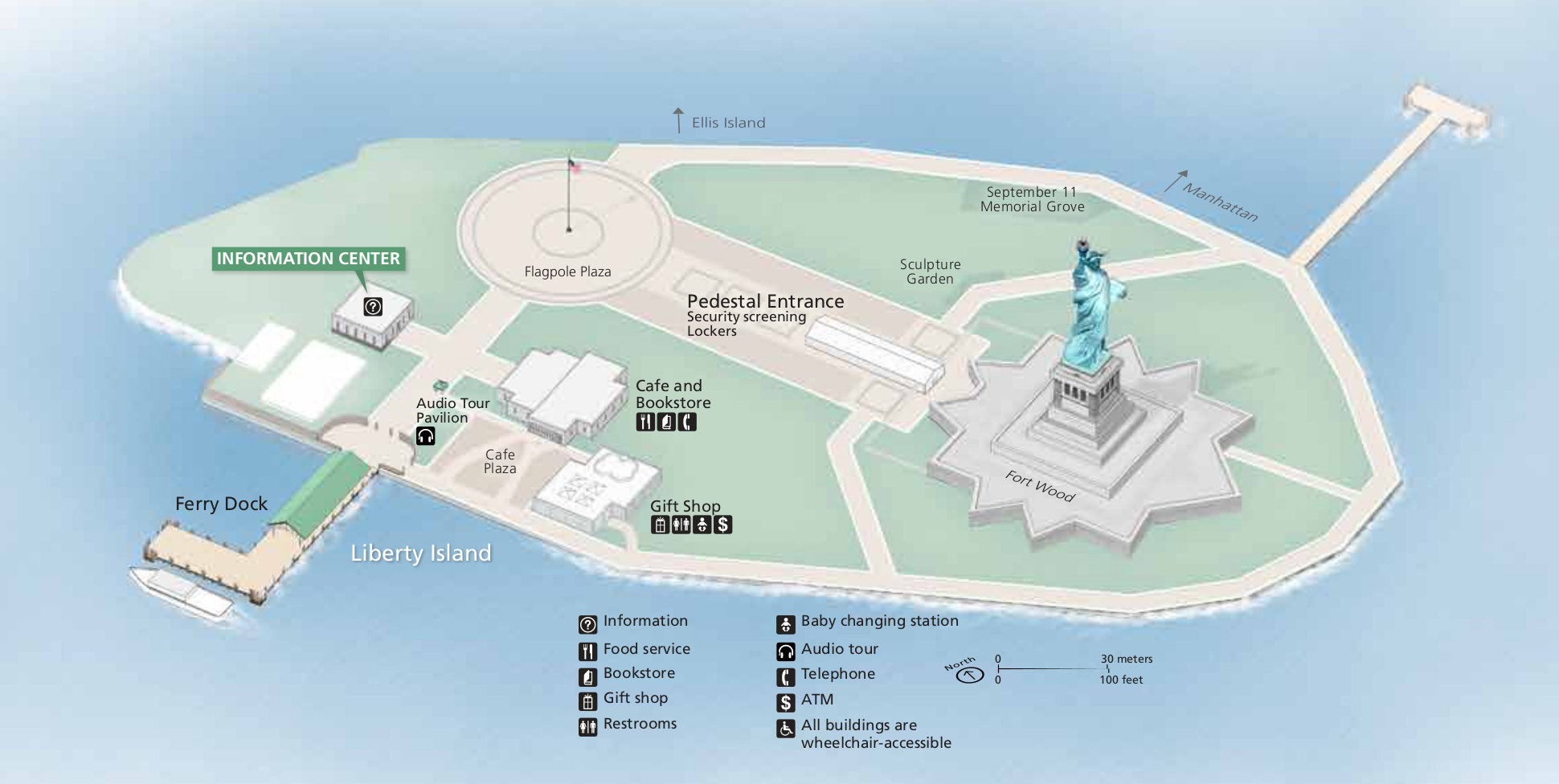 Statue of Liberty and Ellis Island Maps | NPMaps.com - just free maps - Welk Geschenk Uit Frankrijk Staat Op Liberty Island